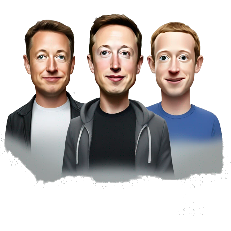 Elon Musk, Sam Altan and Mark Zuckerberg emoji