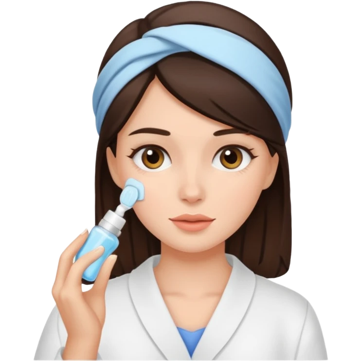 A brunette girl doing skincare  emoji