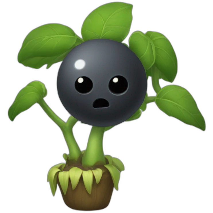 Black seed with tree eyes pvz emoji