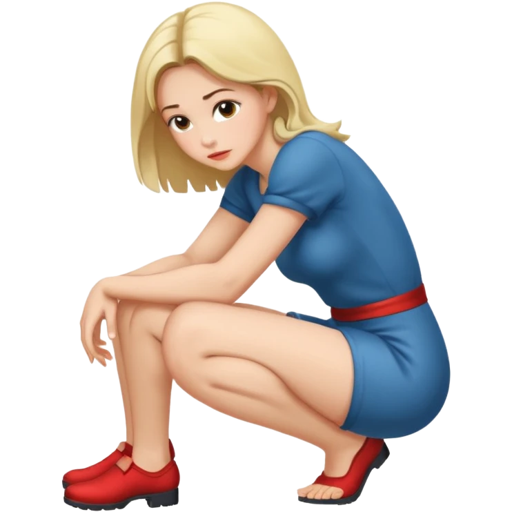 A crouching lady with her hands on her knees emoji