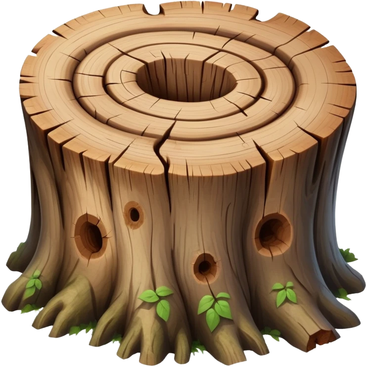 A beautiful pretty natural Tree stump with a swirly pattern in the middle twigs sticking out emoji