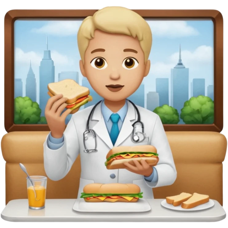 ligth doctor eating in restaurant full body emoji