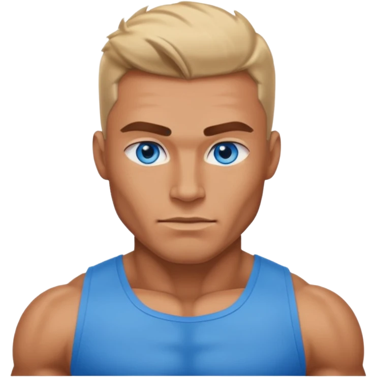 Muscular guy blue eyes ' emoji