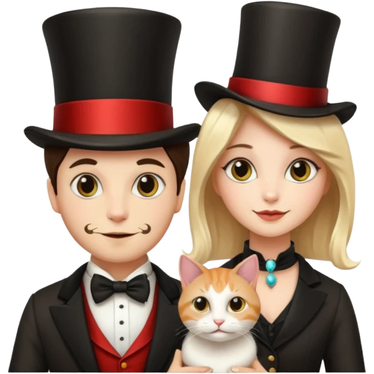 magician couple and their pet cat emoji