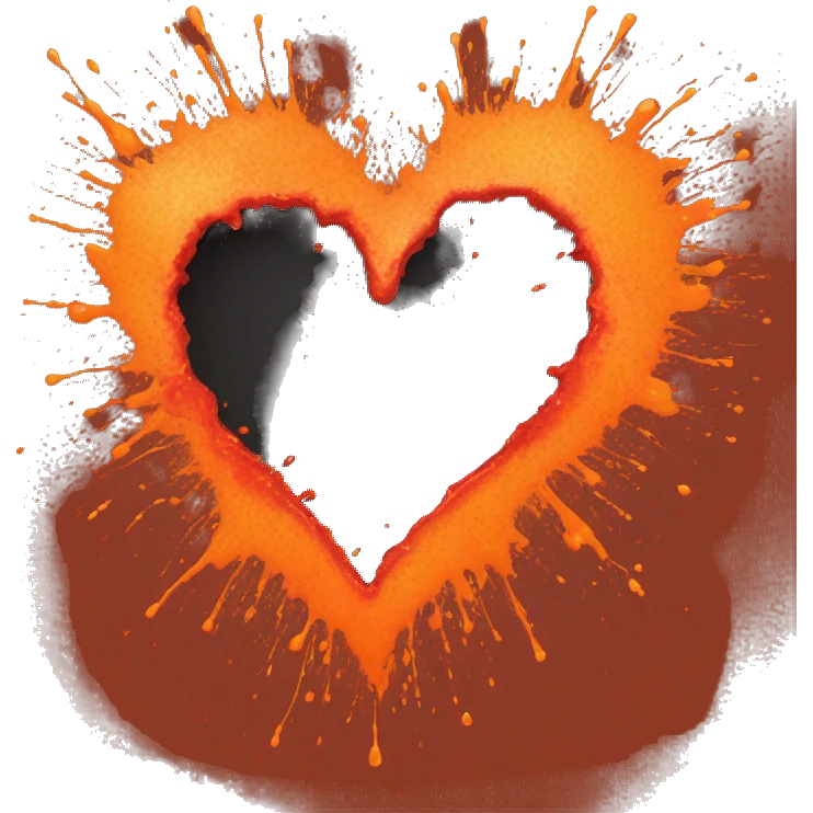 splattered paint heart glowing red-orange warmth emoji