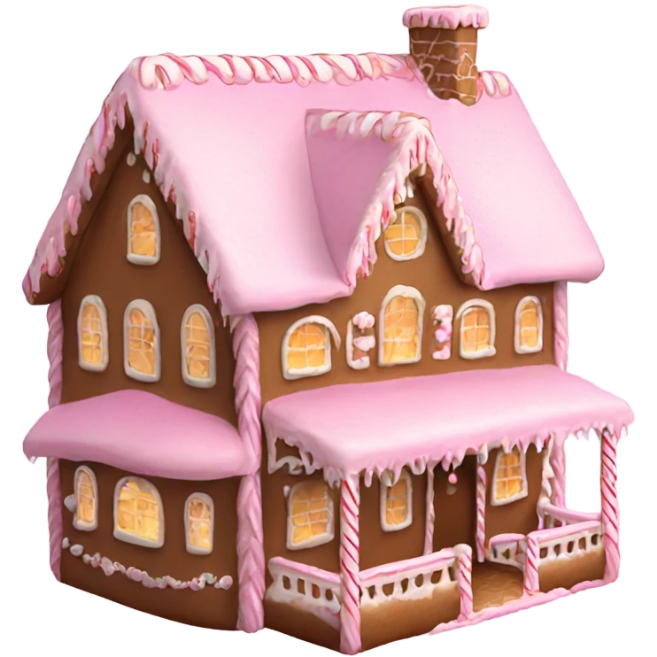 Big Light Pink very detailed gingerbread house , realistic  emoji
