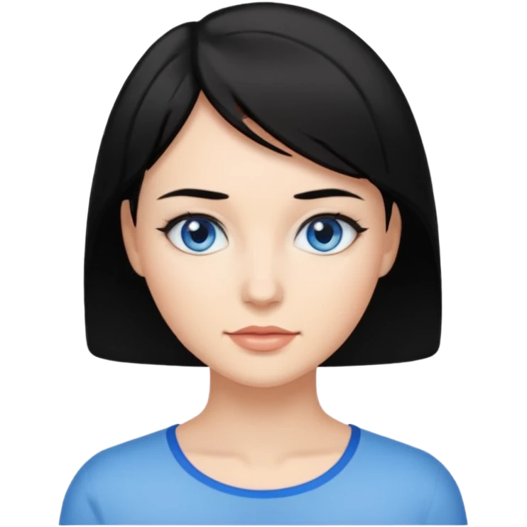 یه زن با موهای مشکی و جلوس آبی موهای کوتاه و خوشگل emoji