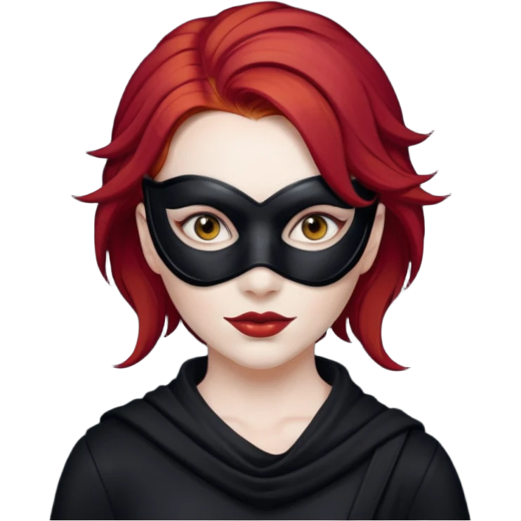 woman thief chic with mask and red hair emoji