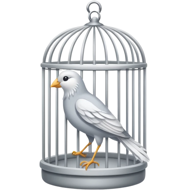 white bird in cage emoji