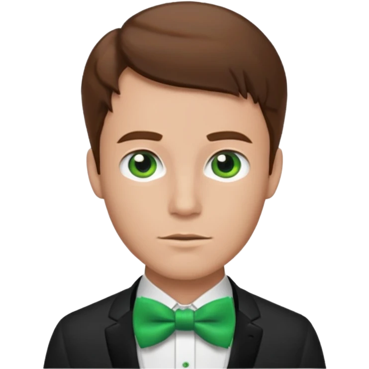 a man with a green bow tie and brown hair emoji