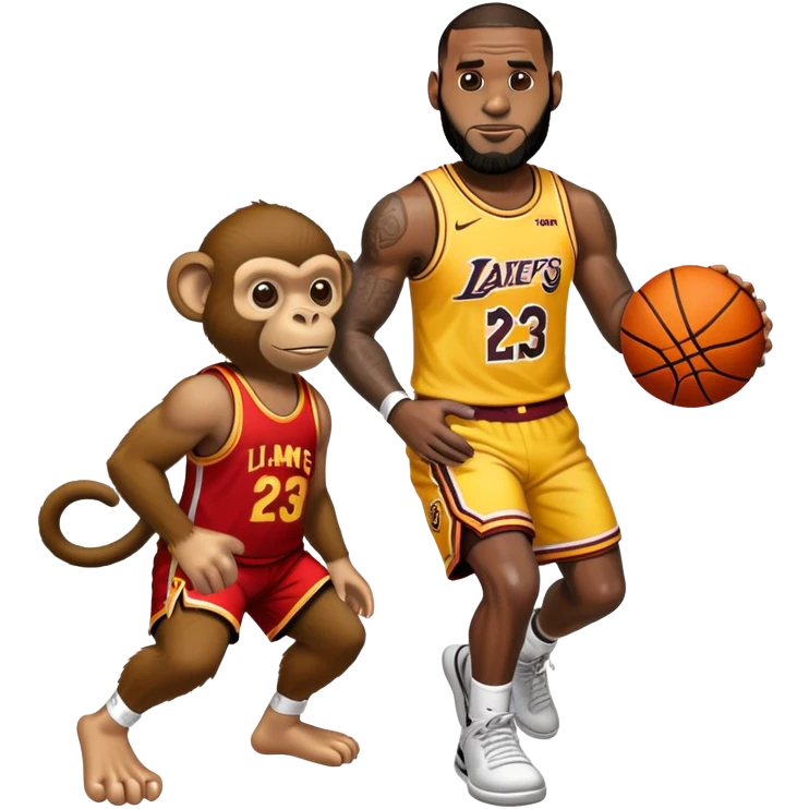 LeBron James and a monkey playing a game of basketball emoji