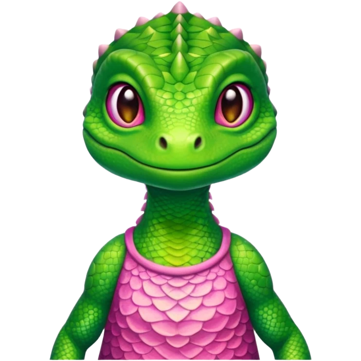 Lizard wearing a pink dress  emoji