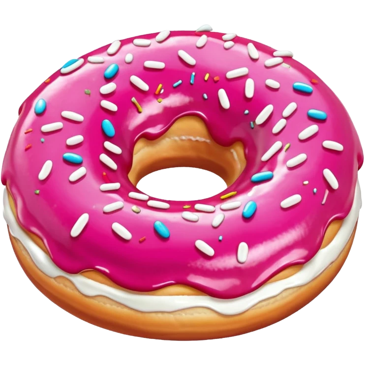 Pink donut with excessive amounts of white icing running down and through it emoji