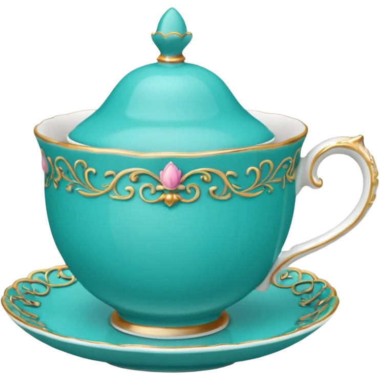 Madeleine Hatter inspired teal teacup emoji