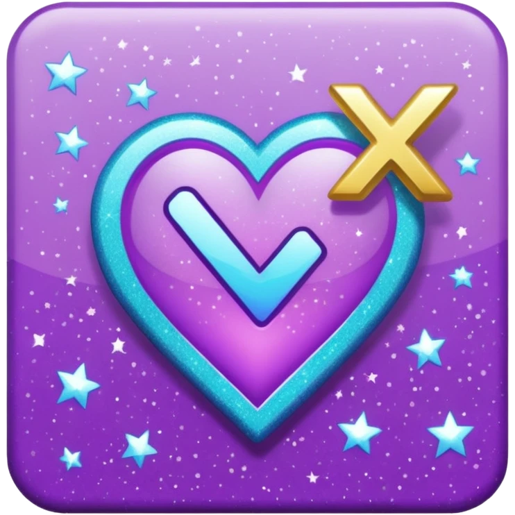 glitter purple and cian checkmark emoji