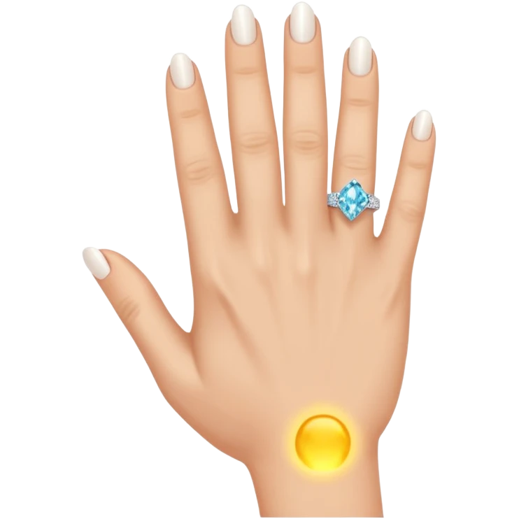Left hand with diamond ring on ring finger emoji