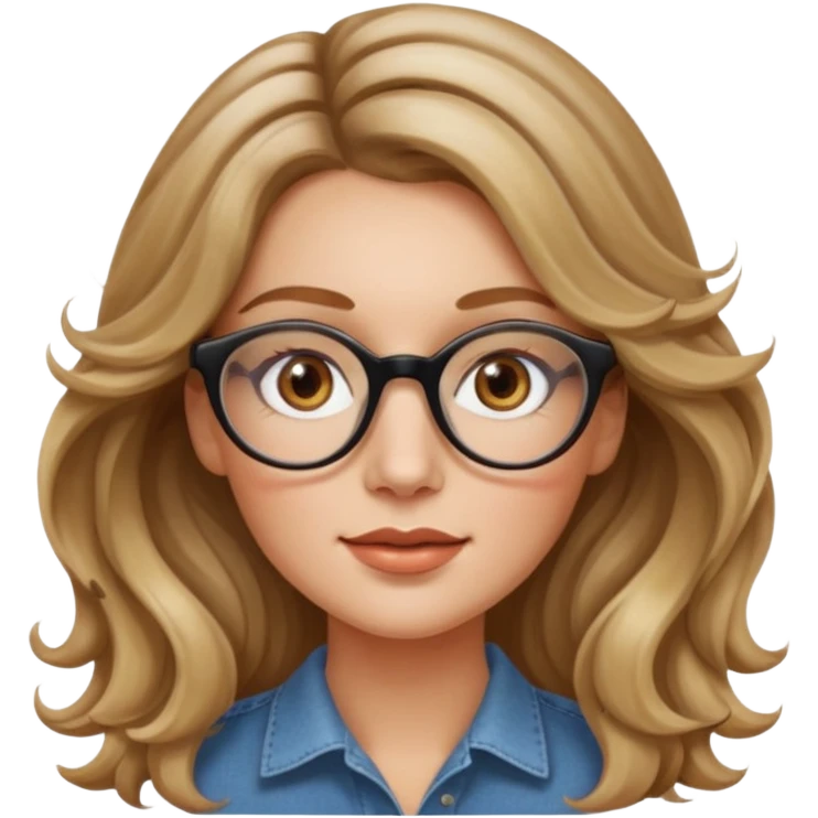 creative women with long dark Blond with highlights wavy hair white women, oval shape face hazel eyes long lashes freckles on the nose high cheek bones emoji