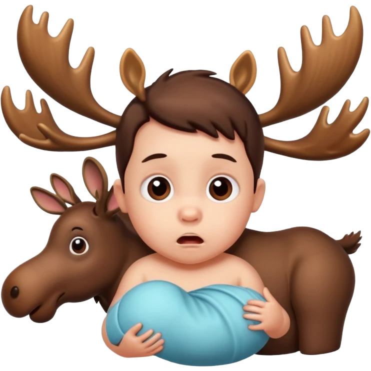 Baby and a moose in shock emoji