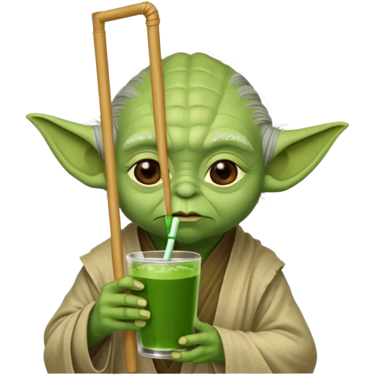yoda drinking matcha with straw emoji