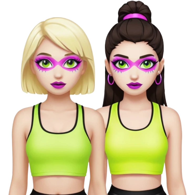 Blonde rave girl and brunette rave girl emoji