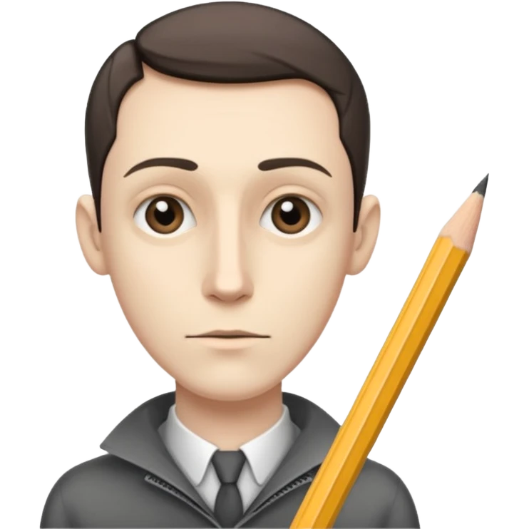 a very thin man next to a pencil emoji