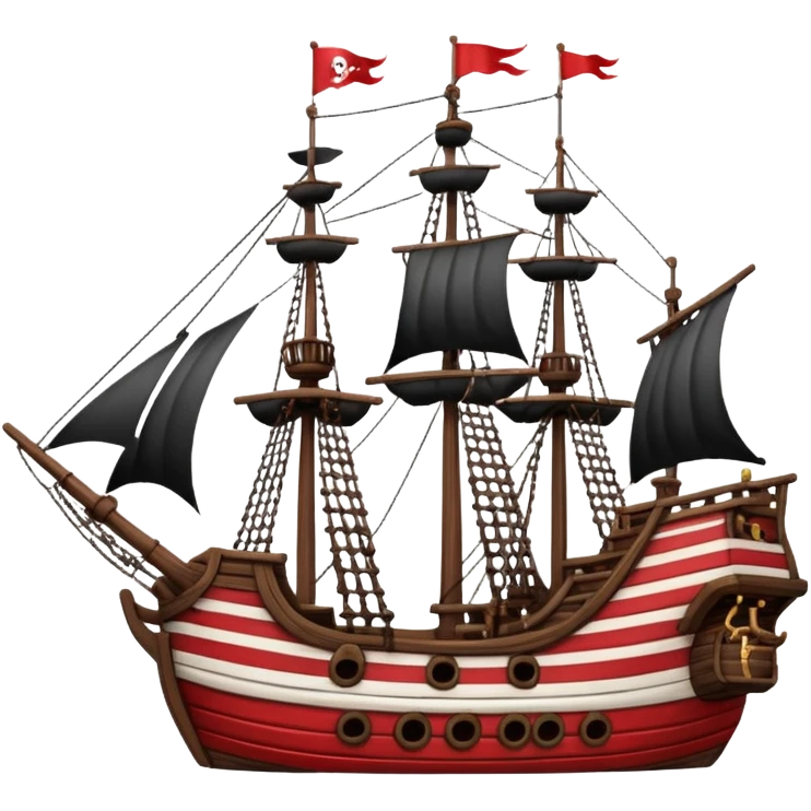 red and white lines pirate ships emoji