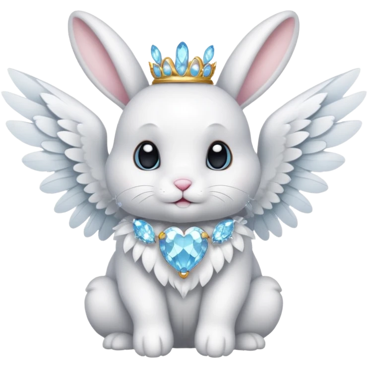 White bunny with wings and with cristals emoji