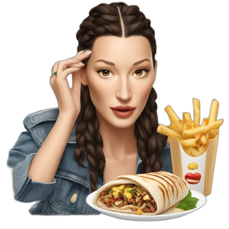 Bella Hadid eating shawarma emoji