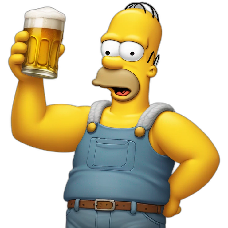 Homer Simpson qui boit une grosse bière duff emoji | AI Emoji Generator
