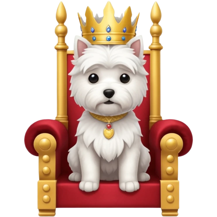 a cute west highland terrier dog sitting on a throne like a king emoji
