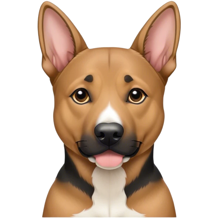 German shepherd/pit bull mixed dog with ears down and a white tip on his black tail emoji