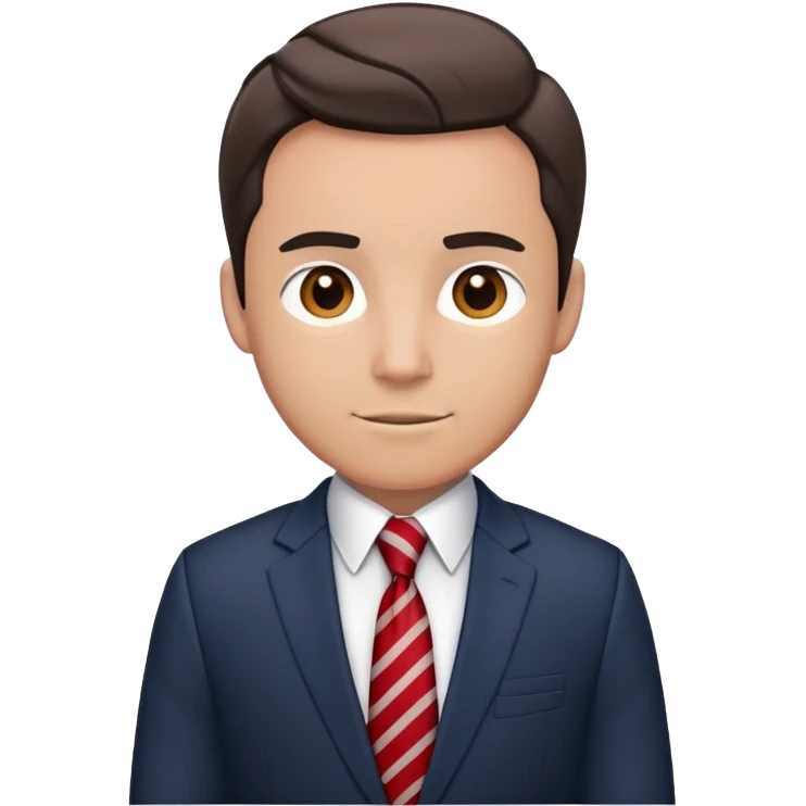 man wearing a dark blue-gray business suit with black horizontal stripes on the arms and legs, white shirt and red tie emoji