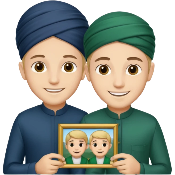 تصویر دوتا پسرزیبا که تابلو مناسب عید غدیر رو دردست دارند  emoji