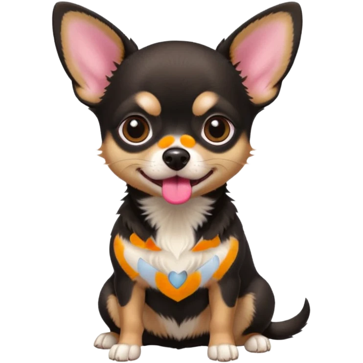 Chihuahua noir marron et feu emoji