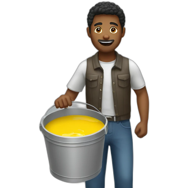 man with a bucket of paint falling on him emoji