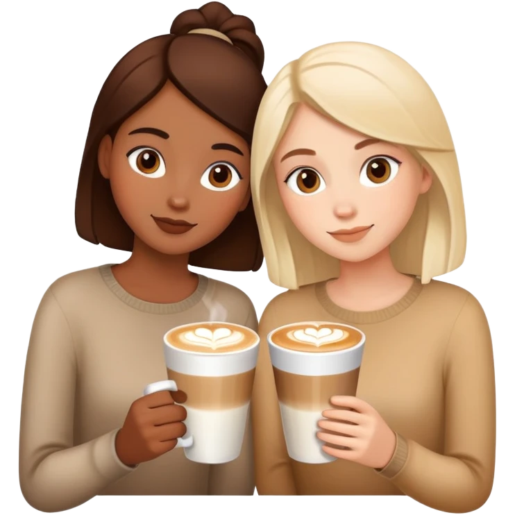 3 girls drinking latte emoji