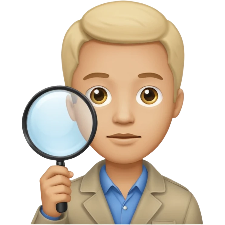 мужчина с лупой в руках emoji