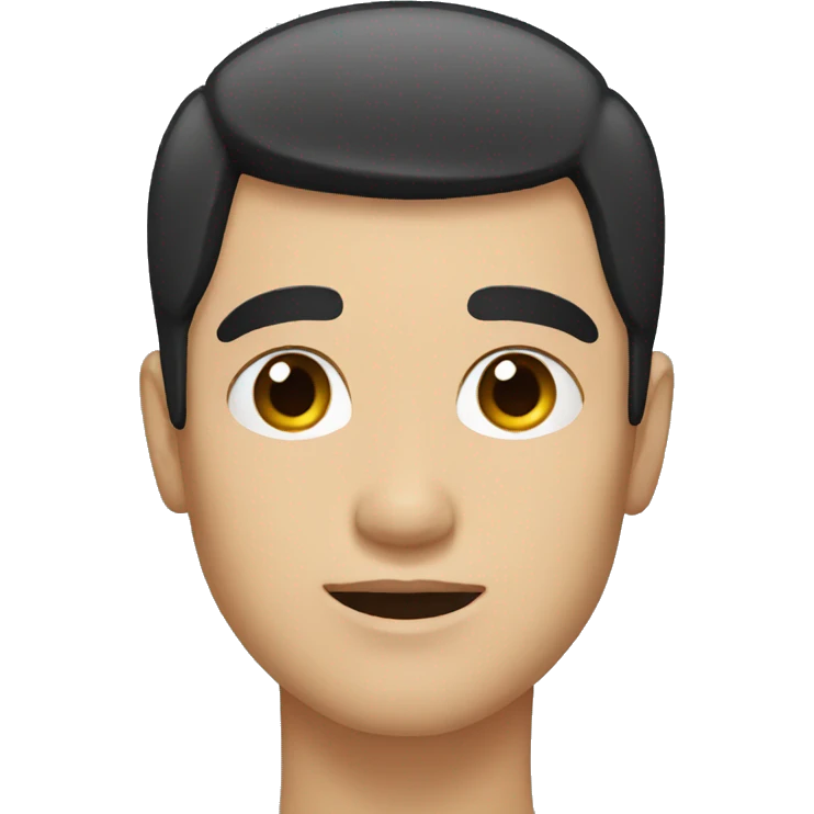 man with round face a short black hair and dark eyes emoji