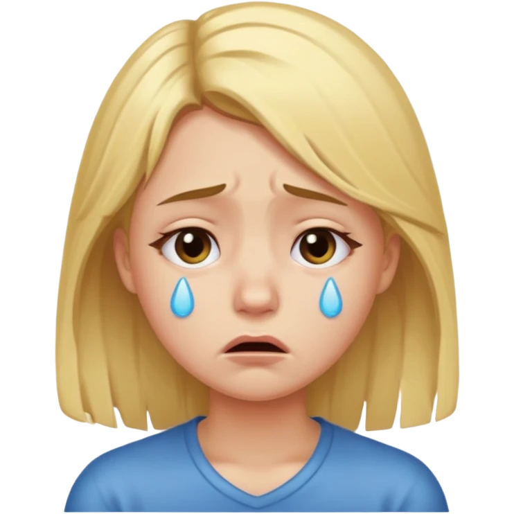 Девушка со светлыми волосами грустная плачет emoji