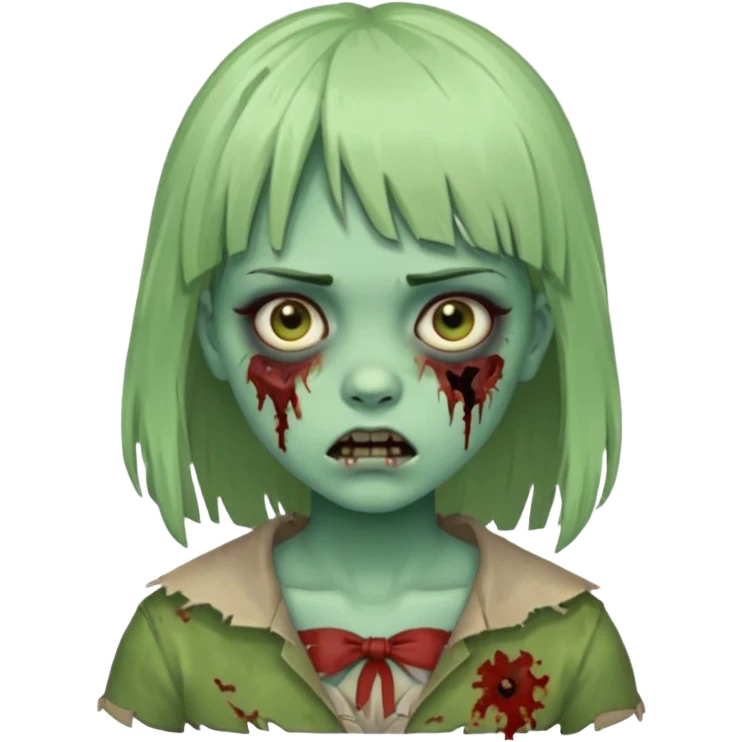 Zombi tradicional menina com franja emoji