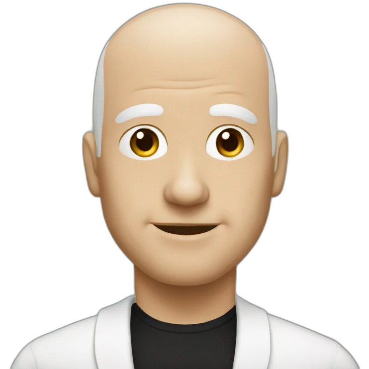 White bald man, big face dressed in black  emoji