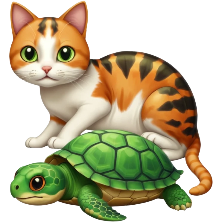 cat playing with turtle emoji