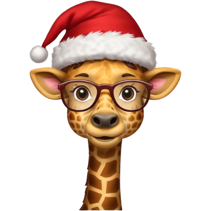 Giraffe santa cap and glasses 
 emoji