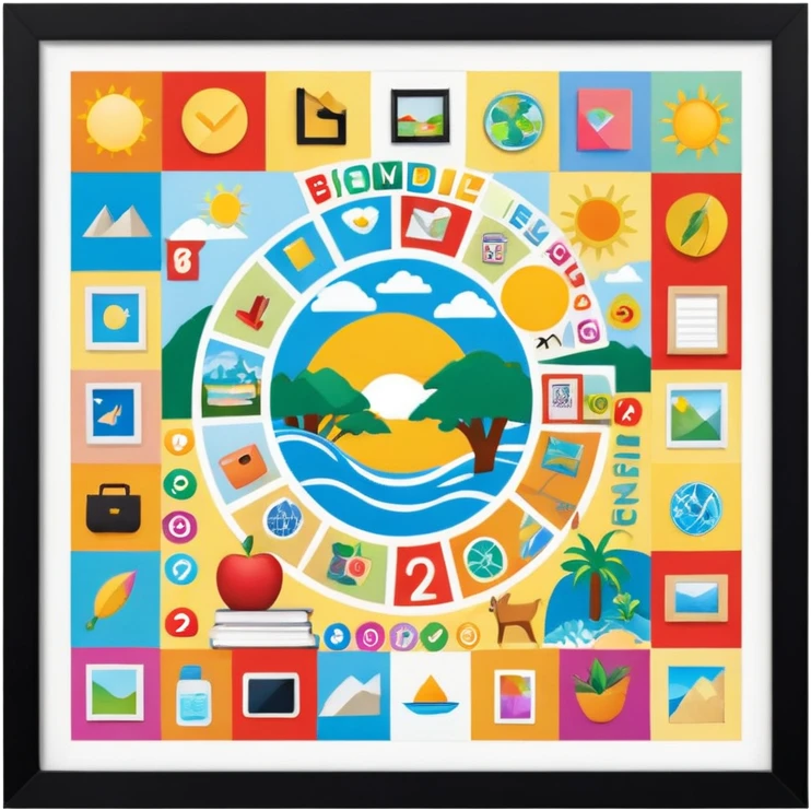 An extremely detailed lifestyle vision board collage for the year 2026. emoji