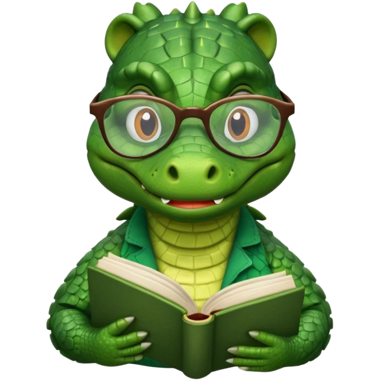 kitap okuyan timsah emoji