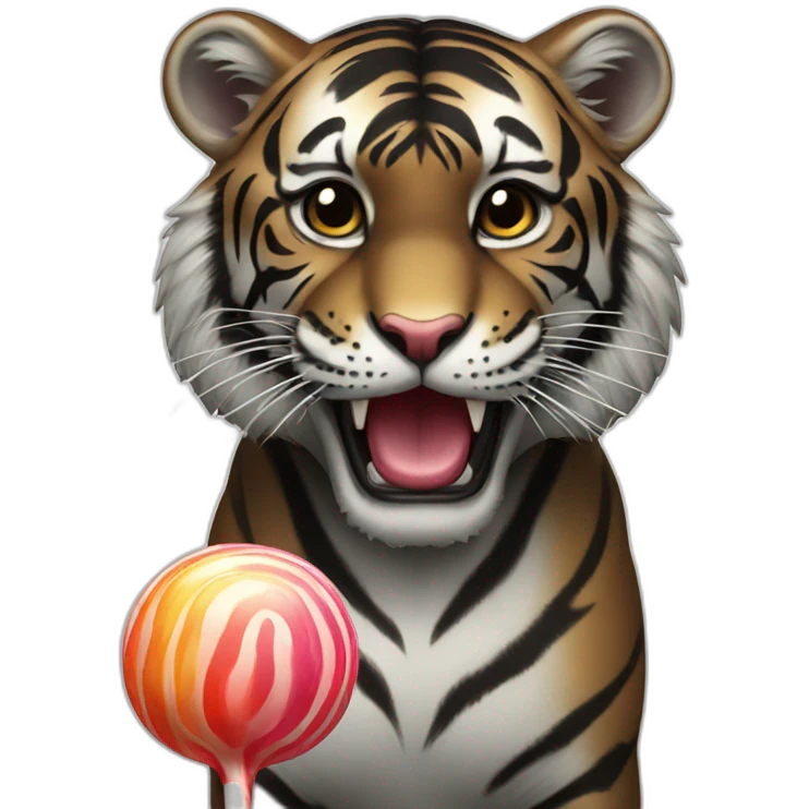 Black tiger with lolipop emoji