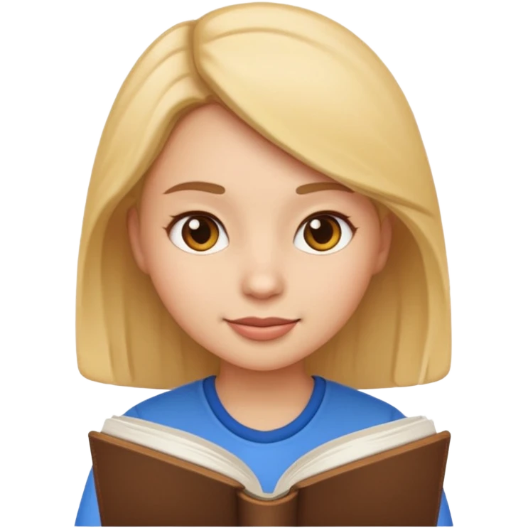 student emoji, female, reading a book emoji
