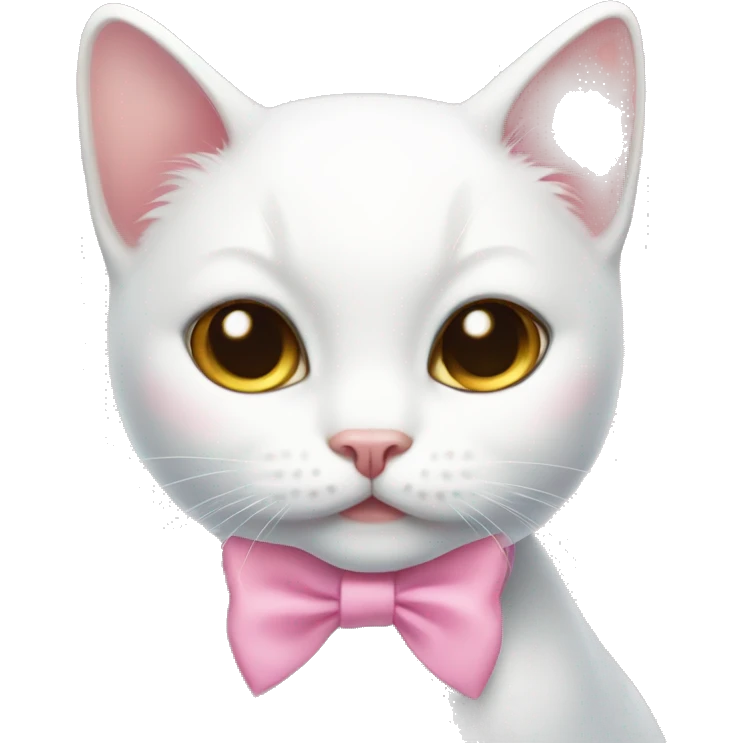 white cat coquette pink bow emoji