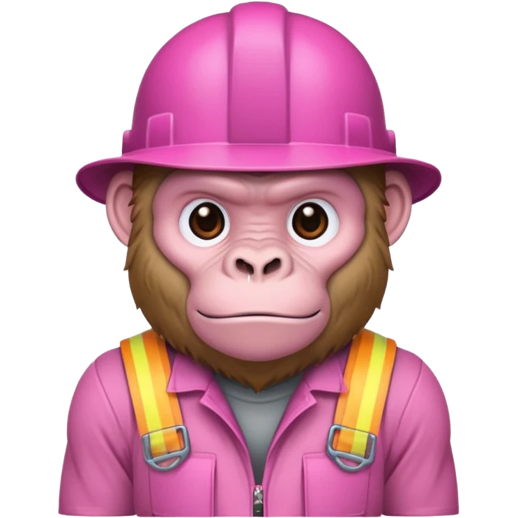 A pink gorilla with a constructor hat emoji