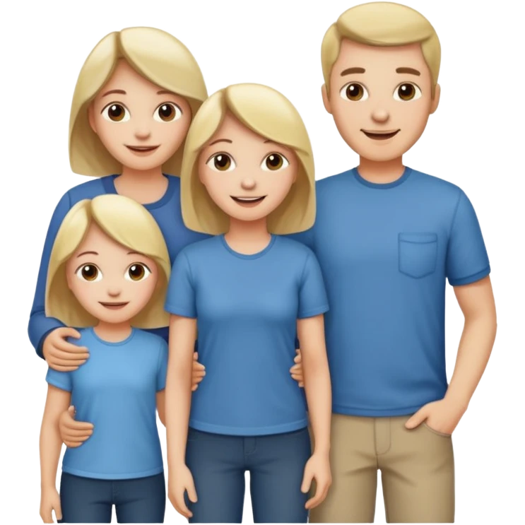 Happy family: mom, dad, 2 sisters and brother emoji
